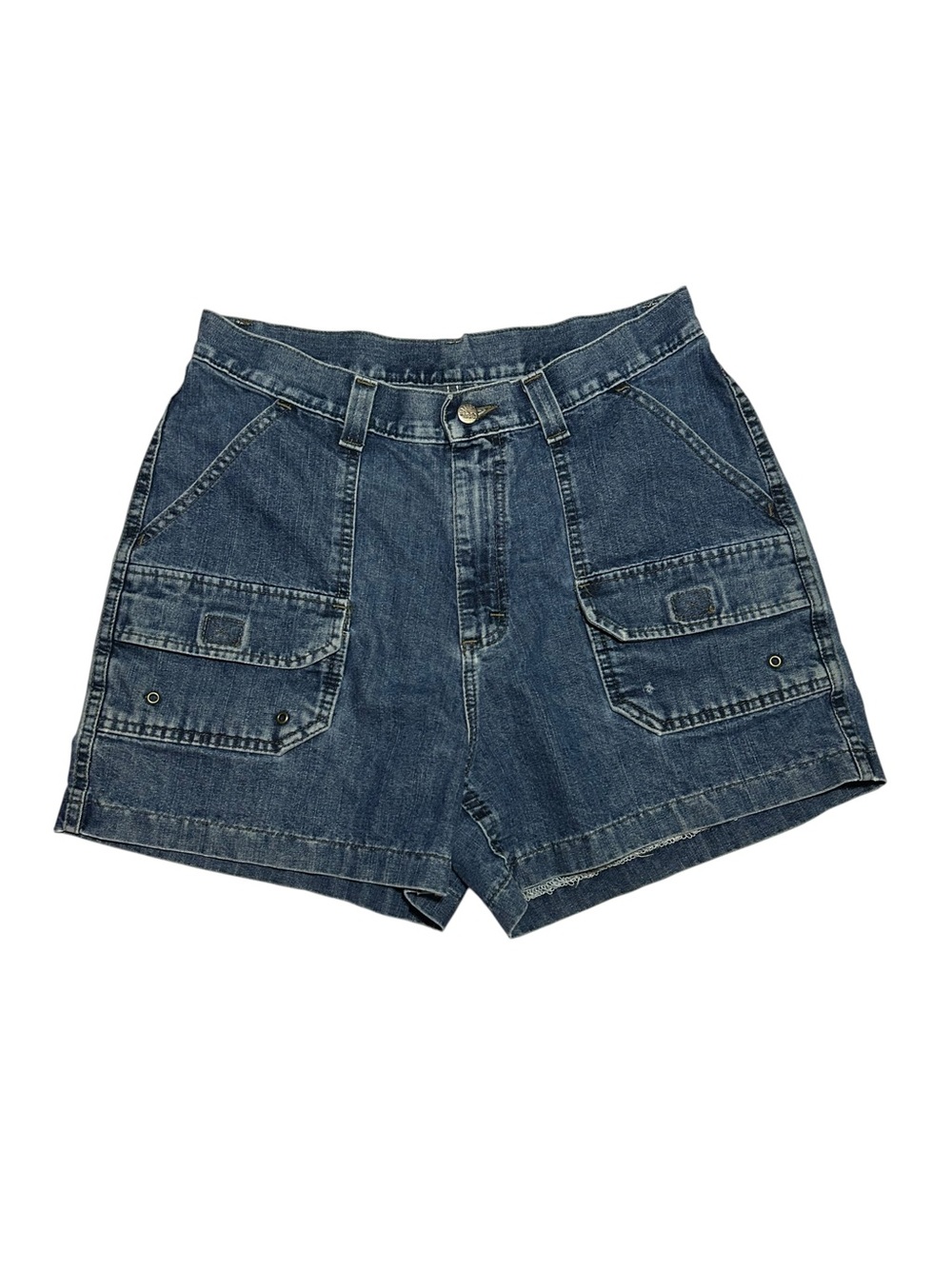 Lee Riveted Vintage Utility Jean Shorts Sz 14 90s Streetwear Cargo